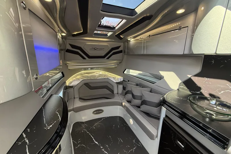 Slide: The Image of Luxurious interior of 2024 MTI 50v boat with modern design and sleek finishes. - 49