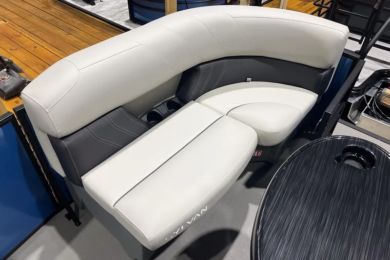 Slide: The Image of Luxurious seating on 2026 Sylvan Mirage Fish 820 Party Fish boat, featuring sleek design and comfort. - 18