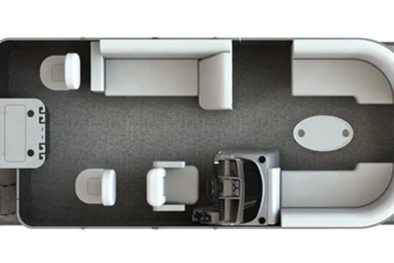 Slide: The Image of 2026 Sylvan Mirage Fish 820 Party Fish pontoon boat interior layout, top view. - 2