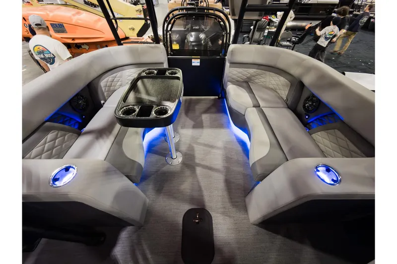 Slide: The Image of Luxurious interior of 2026 Godfrey Monaco 235 Sun Deck boat with LED lighting and seating. - 18