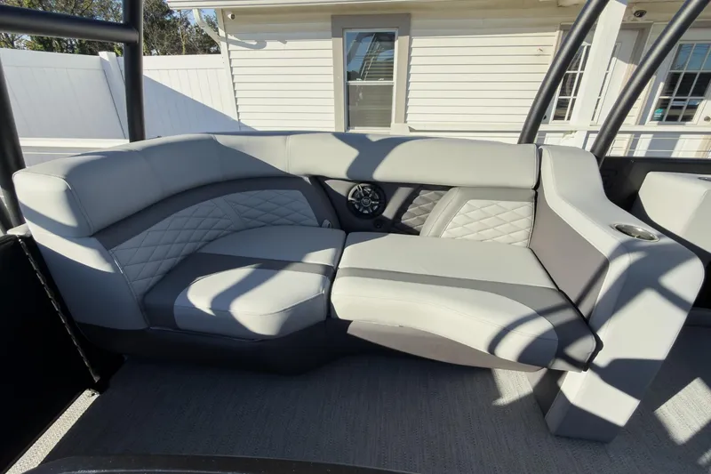 Slide: The Image of Luxurious seating on 2026 Godfrey Monaco 235 Sun Deck boat, featuring modern design and comfort. - 60