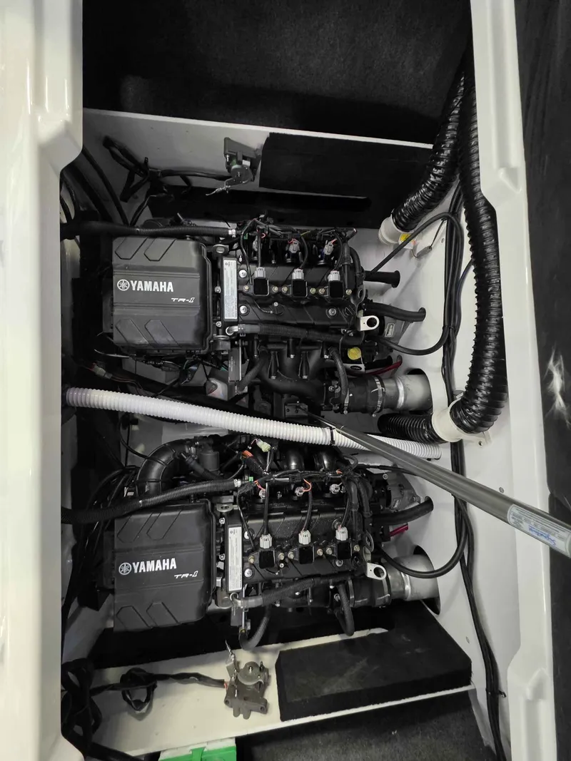 Slide: The Image of Yamaha AR220 2026 engine compartment with dual engines. - 26