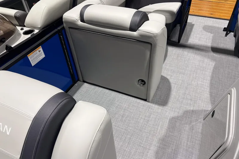 Slide: The Image of 2026 Sylvan Mirage 822 CLZ interior with gray seating and modern design. - 12