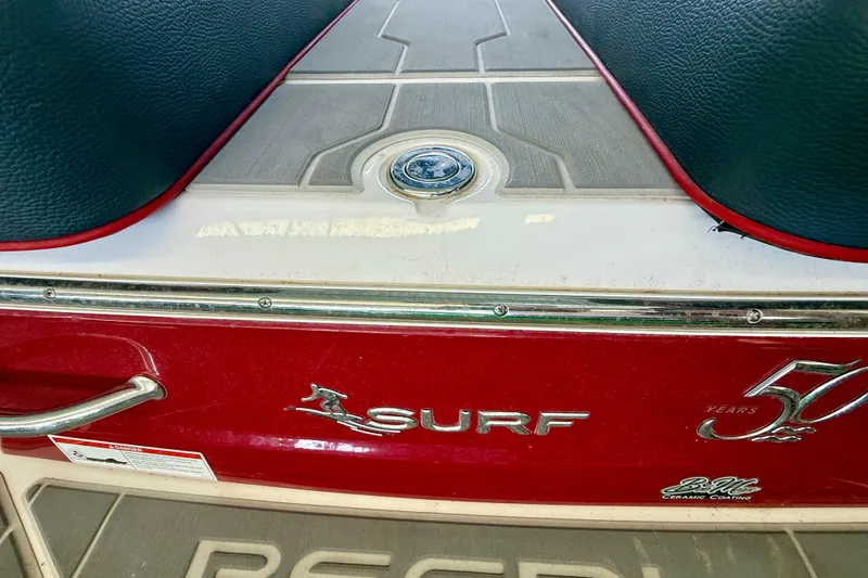 Slide: The Image of 2020 Regal LS4 Surf boat, red and white design, 50th anniversary edition. - 10