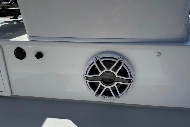 Slide: The Image of Speaker system on 2026 SCB R24 boat, featuring JL Audio marine speaker. - 10