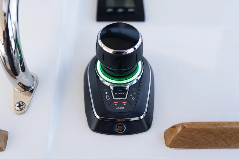 Slide: The Image of Dashboard of 2023 MJM Yachts 4 with digital gauges and controls. - 13