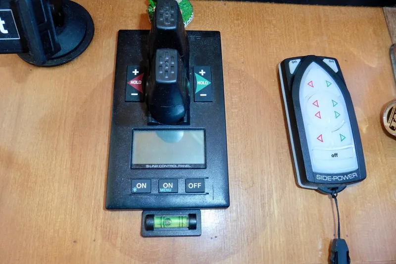 Slide: The Image of 1997 Ocean Alexander 426 Classico yacht kitchen with wood cabinetry and modern appliances. - 44