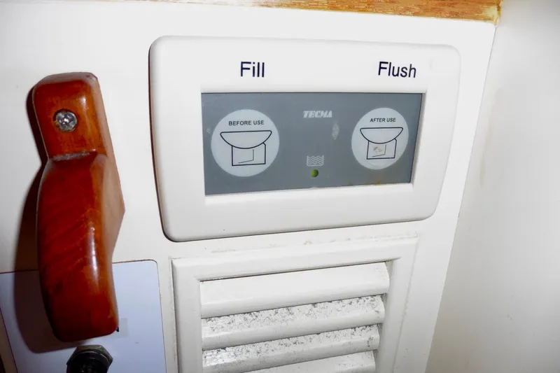 Slide: The Image of Close-up of Ocean Alexander 423 Classico 2000 dashboard gauges and controls. - 59