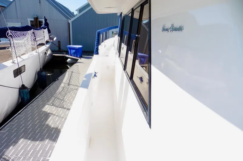 Slide: The Image of Ocean Alexander 423 Classico yacht docked at marina, side view, 2000 model. - 7