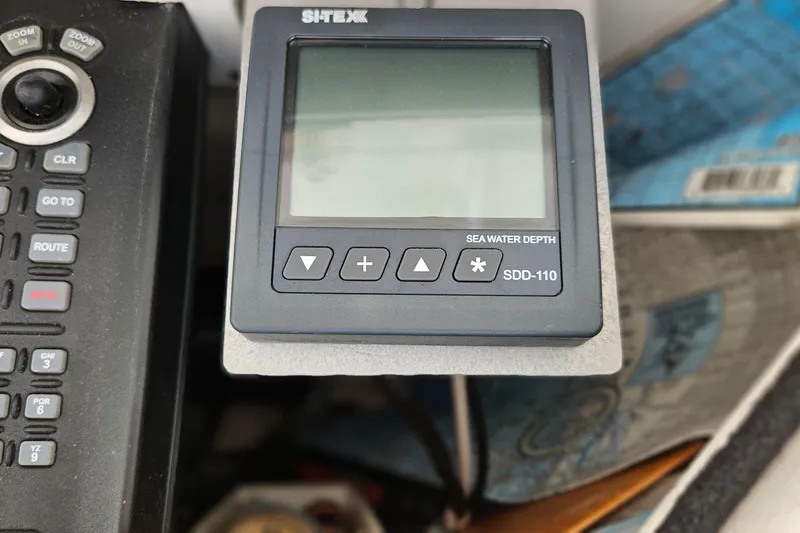 Slide: The Image of Sitex SDD-110 sea water depth gauge on 1989 Breaux Brothers Sportfisherman boat. - 33