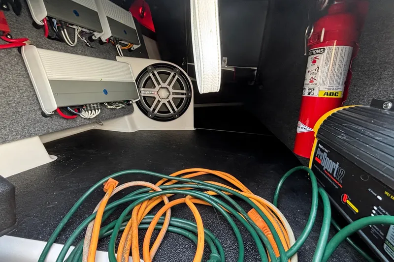 Slide: The Image of 2019 Supra SL 450 interior with audio system, fire extinguisher, and cables. - 46