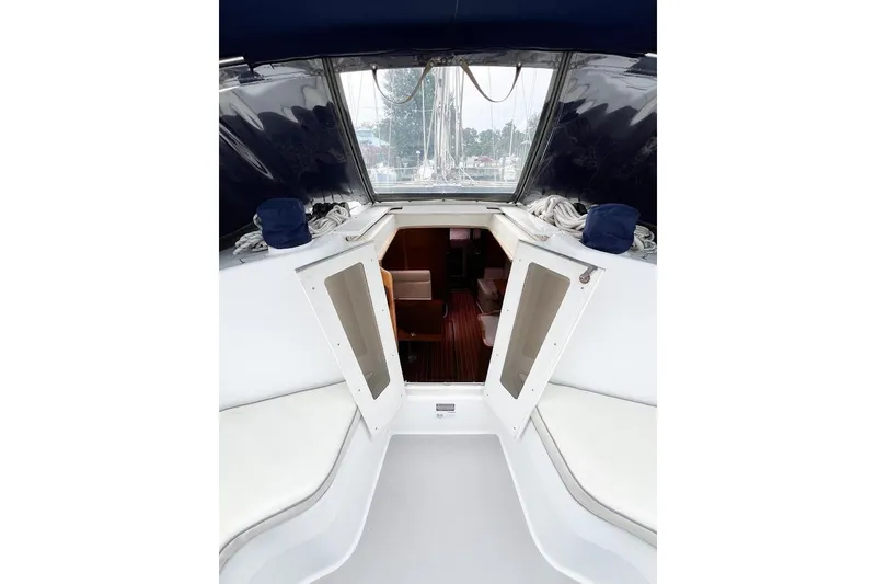 Slide: The Image of Cockpit forward area showing line control stoppers, Haarken winches and cabin doors that allow for natural lighting - 26
