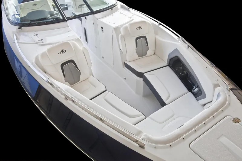 Slide: The Image of Manufacturer Provided Image: 2017 Monterey 328SS Super Sport boat interior with white seating and sleek design. - 25