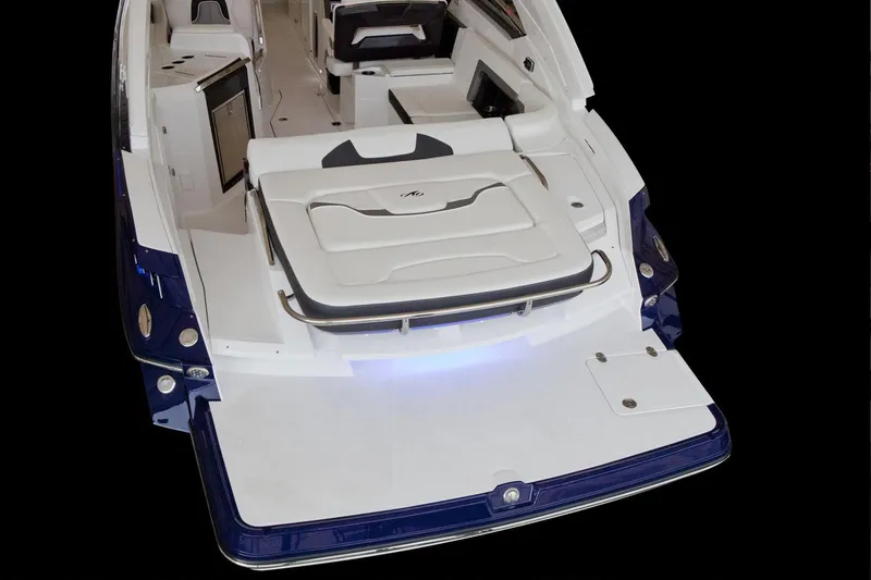 Slide: The Image of Manufacturer Provided Image: 2017 Monterey 328SS Super Sport boat interior with seating and swim platform. - 28