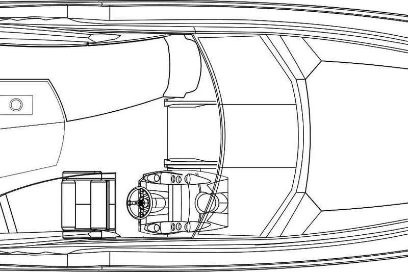 Slide: The Image of Top view schematic of 2026 Cobrey 28 SCL Carbon boat design. - 13
