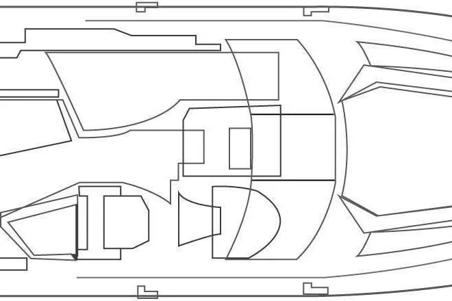 Slide: The Image of Top view schematic of 2026 Cobrey 28 SCL Carbon yacht layout. - 14