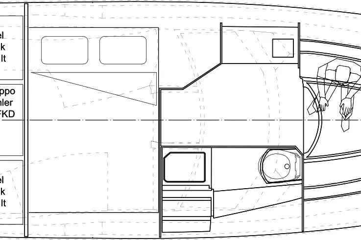 Slide: The Image of Floor plan of 2026 Cobrey 28 SCL Carbon boat, showcasing interior layout and design. - 15