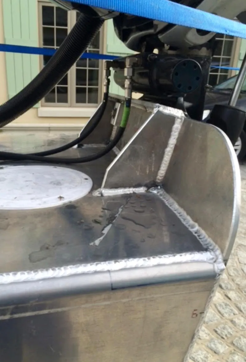 Slide: The Image of Close-up of a 2001 Willard 25 boat's metalwork and welding details. - 15