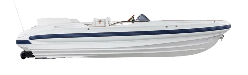 Slide: The Image of 2008 Castoldi Jet Tender 23, white luxury boat with blue accents. - 13
