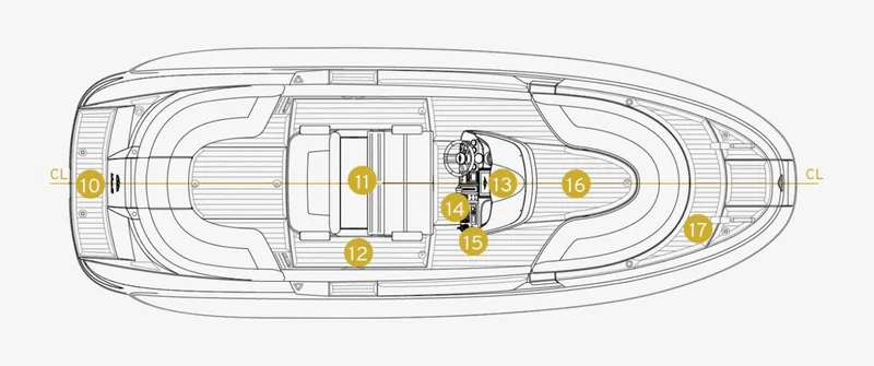 Slide: The Image of Top view schematic of a 2008 Castoldi Jet Tender 23 boat. - 14