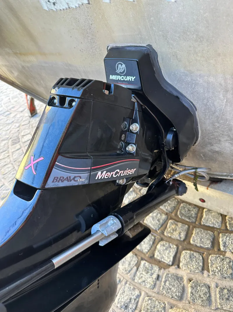 Slide: The Image of Close-up of a 2008 Zodiac 24 boat's MerCruiser Bravo One outdrive. - 14