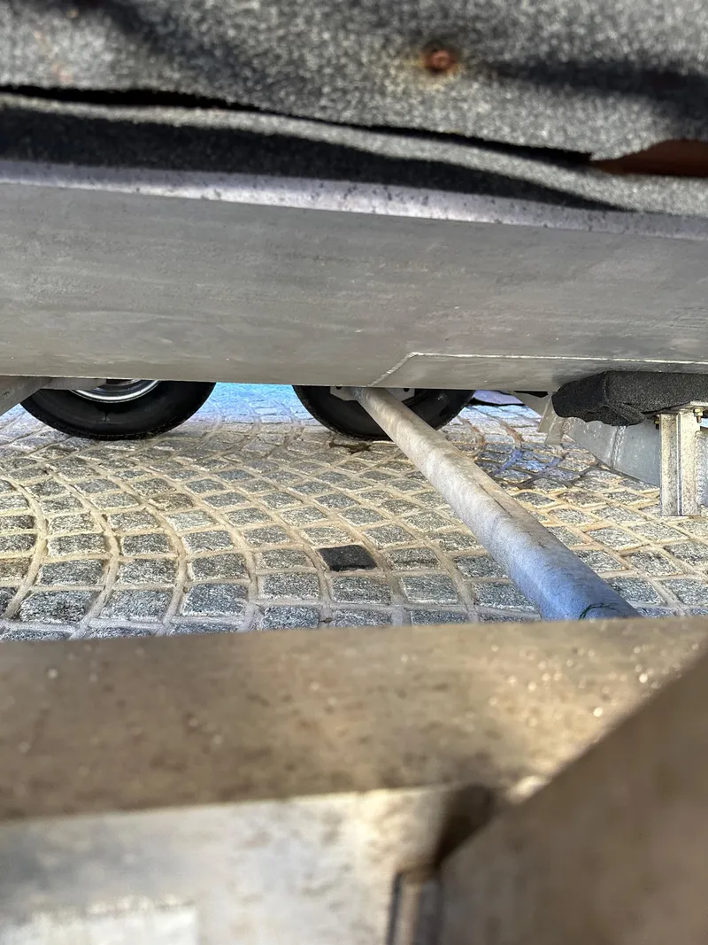 Slide: The Image of Close-up of Zodiac 24 boat trailer undercarriage, 2008 model. - 17