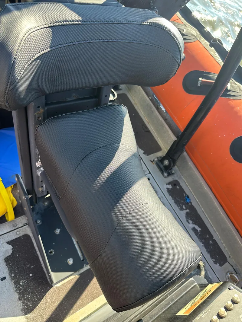 Slide: The Image of Zodiac 24 boat seat, 2008 model, black upholstery, close-up view. - 8