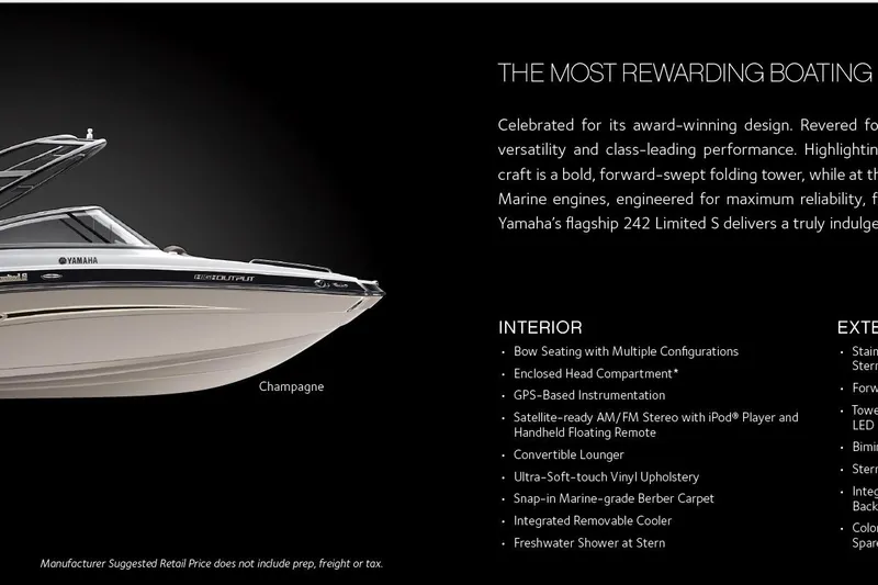 Slide: The Image of Yamaha Boats 2012 242 Limited S, champagne color, luxury features, interior and exterior details. - 18