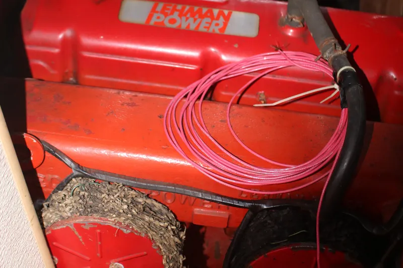 Slide: The Image of Red Lehman Power engine with coiled pink wire, Hardin 45 Voyager, 1981 model. - 27