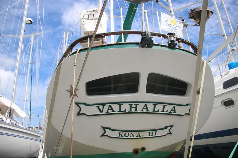 Slide: The Image of 1981 Hardin 45 Voyager sailboat "Valhalla" docked in Kona, Hawaii. - 6