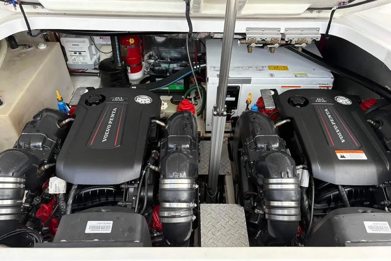 Slide: The Image of Engine compartment of a 2016 Regal 35 Sport Coupe with Volvo Penta engines. - 15