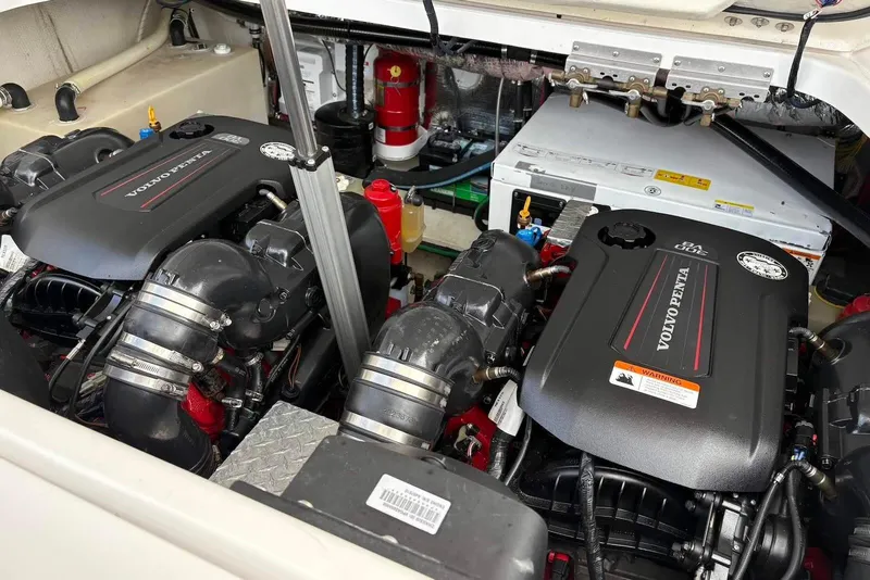 Slide: The Image of Engine compartment of a 2016 Regal 35 Sport Coupe with Volvo Penta engines. - 16