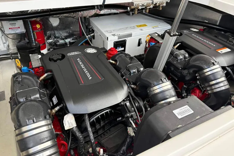 Slide: The Image of Engine compartment of a 2016 Regal 35 Sport Coupe with Volvo Penta engines. - 17