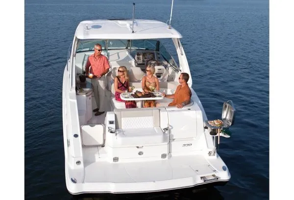 Slide: The Image of Electrical panel of 2011 Chaparral 330 Signature boat with switches and controls. - 15