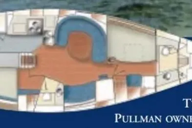 Slide: The Image of Floor plan of a 2003 Catalina 42 MkII sailboat with Pullman owner’s cabin. - 17