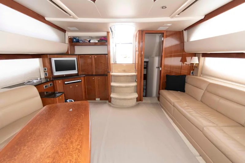 Slide: The Image of Luxurious interior of 2007 Meridian 459 Motoryacht with leather seating and entertainment area. - 15