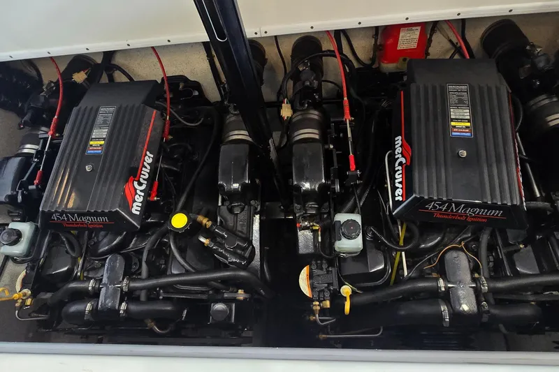 Slide: The Image of Twin MerCruiser 454 Magnum engines in a 1997 Baja 322 boat. - 29
