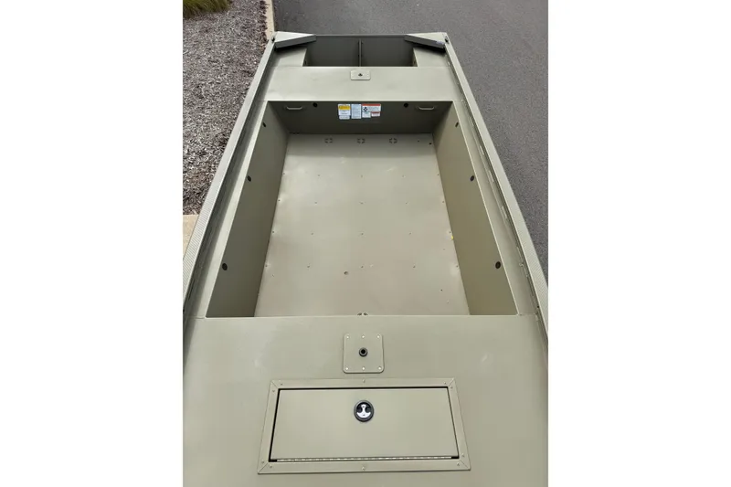 Slide: The Image of 2026 Tracker Grizzly 1648 Utility boat interior, showcasing spacious and durable design. - 2