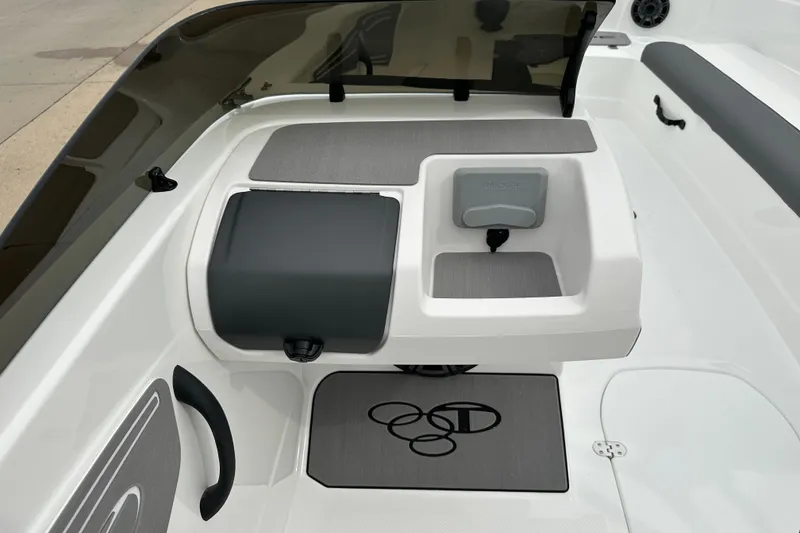 Slide: The Image of 2026 Tahoe T21 boat interior with seating and storage compartments. - 8