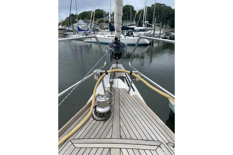 Slide: The Image of Bow view of 2017 Beneteau Sense 50 yacht docked at marina. - 8