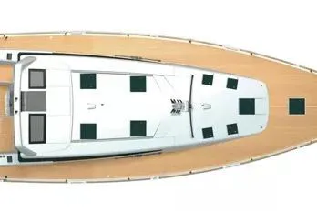 Slide: The Image of Top view of 2017 Beneteau Sense 50 yacht, showcasing sleek deck design. - 83