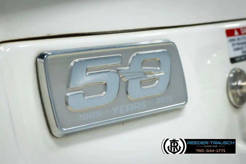 Slide: The Image of 2015 Chaparral 19 H2O Ski & Fish boat emblem, celebrating 50 years, Reeder-Trausch Marine. - 48