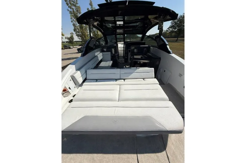 Slide: The Image of 2019 Cobalt A36 boat with spacious sunbed and sleek interior design. - 48
