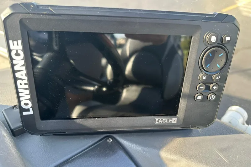 Slide: The Image of Lowrance Eagle 7 fishfinder on 2016 Lund 1775 Pro-V SS boat dashboard. - 30