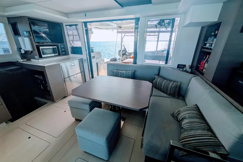 Slide: The Image of Luxurious interior of 2023 Leopard 42 yacht with modern kitchen and cozy seating area. - 46