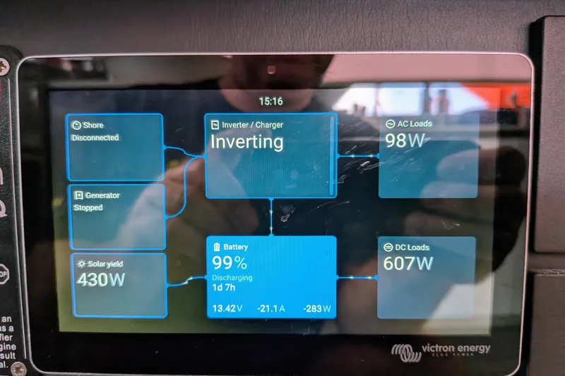 Slide: The Image of Control panel display showing power management on Leopard 42, 2023 model. - 62