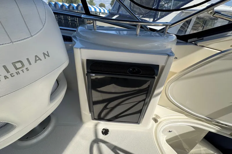 Slide: The Image of 2008 Meridian 391 Sedan yacht interior with seating and storage area. - 20