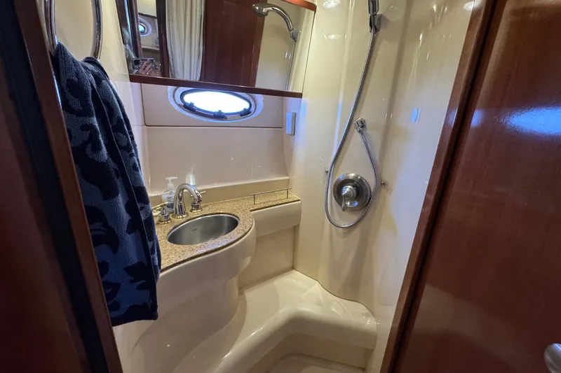 Slide: The Image of Luxurious bathroom in 2008 Meridian 391 Sedan yacht with shower and sink. - 38