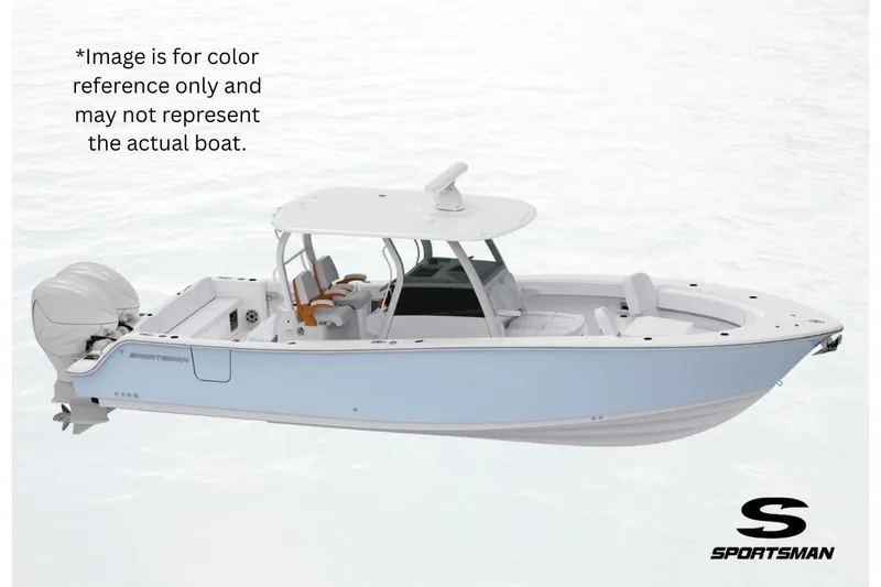 The Image of 2026 Sportsman Masters 267 Bay Boat, light blue, side view, on water background. - 0
