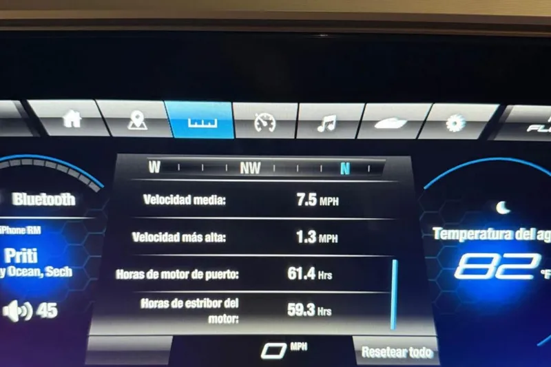 Slide: The Image of Dashboard of a 2022 Yamaha 252 XE displaying speed, engine hours, and water temperature. - 27